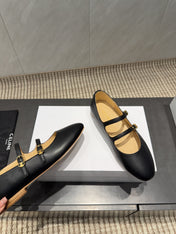 CELINE 26S BALLET FLATS IN BLACK CALFSKIN