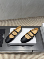 CELINE 26S BALLET FLATS IN BLACK CALFSKIN