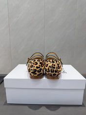 CELINE 26S BALLET FLATS IN LEOPARD PRINT FUR