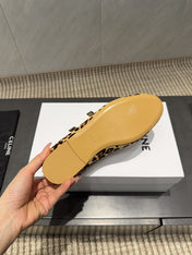 CELINE 26S BALLET FLATS IN LEOPARD PRINT FUR