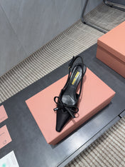 MIUMIU 26S SLINGBACK 55MM IN BLACK CALFSKIN WITH BOW