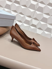PRADA 26S POINTED TOE HIGH HEELS 55MM IN BROWN CALFSKIN