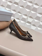 PRADA 26S POINTED TOE HIGH HEELS 55MM IN BLACK CALFSKIN