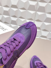 LOEWE 26S FLOW RUNNER SNEAKER IN PLUM PURPLE CALFSKIN AND SUEDE