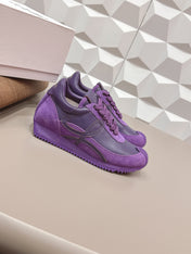 LOEWE 26S FLOW RUNNER SNEAKER IN PLUM PURPLE CALFSKIN AND SUEDE