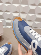 LOEWE 26S FLOW RUNNER SNEAKER IN LIGHT GRAY AND BLUE SUEDE AND CALFSKIN STYLE 2