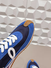 LOEWE 26S FLOW RUNNER SNEAKER IN BLUE SUEDE AND WHITE CALFSKIN