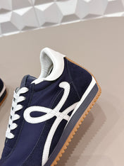 LOEWE 26S FLOW RUNNER SNEAKER IN NAVY BLUE SUEDE AND WHITE CALFSKIN