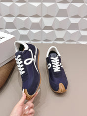 LOEWE 26S FLOW RUNNER SNEAKER IN NAVY BLUE SUEDE AND WHITE CALFSKIN