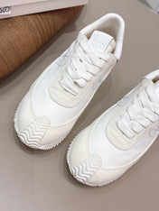 LOEWE 26S FLOW RUNNER SNEAKER IN WHITE SUEDE AND WHITE CALFSKIN