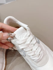LOEWE 26S FLOW RUNNER SNEAKER IN LIGHT GRAY SUEDE AND WHITE CALFSKIN