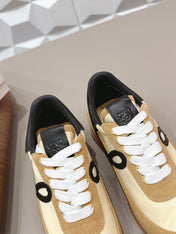 LOEWE 26S FLOW RUNNER SNEAKER IN TAN BROWN SUEDE AND BLACK CALFSKIN