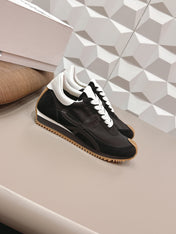 LOEWE 26S FLOW RUNNER SNEAKER IN BLACK SUEDE AND WHITE CALFSKIN
