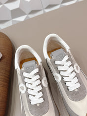 LOEWE 26S FLOW RUNNER SNEAKER IN DARK GRAY SUEDE AND WHITE CALFSKIN