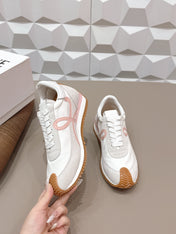 LOEWE 26S FLOW RUNNER SNEAKER IN LIGHT GRAY SUEDE AND WHITE CALFSKIN