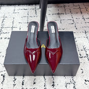 ALAIA 26S HEELED MULES 65 MM IN DARK RED GLOSSY CALFSKIN
