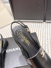 CHANEL 26S SLINGBACK LOAFERS IN BLACK CALFSKIN