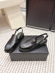 CHANEL 26S SLINGBACK LOAFERS IN BLACK CALFSKIN