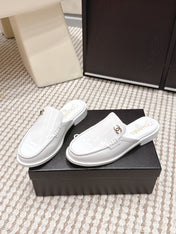 CHANEL 26S LOAFER MULES IN WHITE GLOSSY CALFSKIN