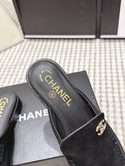 CHANEL 26S LOAFER MULES IN BLACK SUEDE