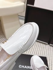 CHANEL 26S LOAFERS IN WHITE GLOSSY CALFSKIN