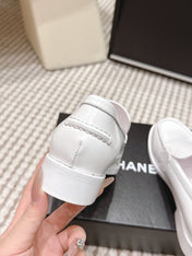 CHANEL 26S LOAFERS IN WHITE GLOSSY CALFSKIN