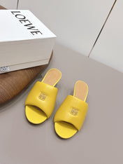 LOEWE 26S MULE HEELS 45MM IN YELLOW LAMBSKIN GOLD HARDWARE