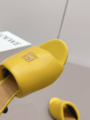 LOEWE 26S MULE HEELS 45MM IN YELLOW LAMBSKIN GOLD HARDWARE