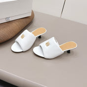 LOEWE 26S MULE HEELS 45MM IN WHITE LAMBSKIN GOLD HARDWARE