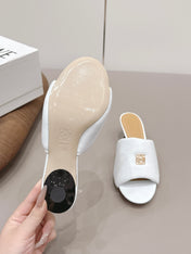 LOEWE 26S MULE HEELS 45MM IN WHITE LAMBSKIN GOLD HARDWARE