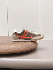 LOEWE 26S BALLET RUNNER 2.0 IN LIGHT BROWN SUEDE AND DARK BROWN MESH