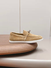 HM 26S KELLY PARIS LOAFERS IN LIGHT BROWN SUEDE SILVER HARDWARE