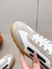 HM 26S BOUNCING SNEAKERS IN WHITE CALFSKIN AND LIGHT GREY BLACK SUEDE
