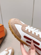HM 26S BOUNCING SNEAKERS IN WHITE CALFSKIN AND BROWN SUEDE