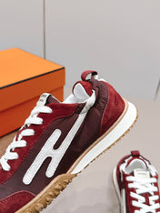HM 26S BOUNCING SNEAKERS IN BROWN NYLON AND RED SUEDE