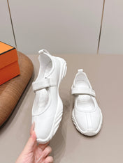 HM 26S KICHU BALLET FLAT IN WHITE CALFSKIN