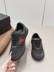 GUCCI 26S SNEAKERS IN BLACK SUEDE AND FABRIC