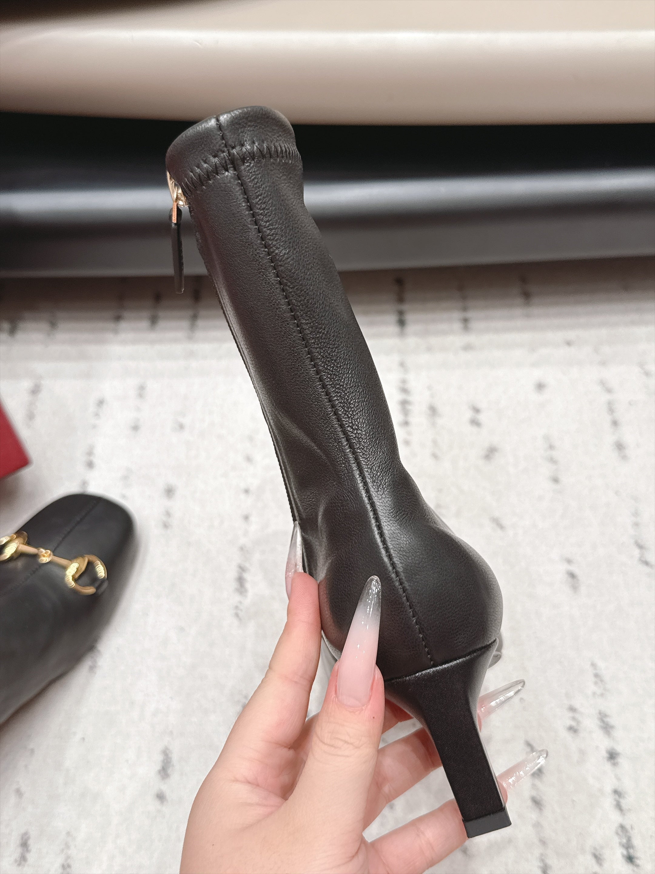 GUCCI 26S ANKLE BOOTS 55 MM IN BLACK LAMBSKIN