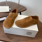 LOEWE 26S FOLIO DERBY SHOES IN DARK BROWN SUEDE