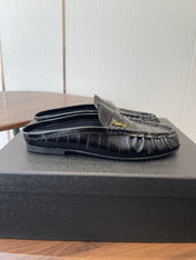 YSL 26S LOAFER MULES IN BLACK CALFSKIN