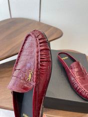 YSL 26S LOAFER MULES IN DARK RED CALFSKIN