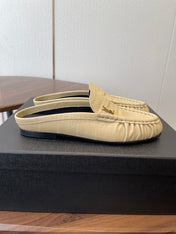YSL 26S LOAFER MULES IN BEIGE CALFSKIN