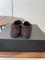 YSL 26S LOAFER IN DARK PLUM BROWN SUEDE