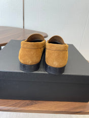 YSL 26S LOAFER IN CAMEL BROWN SUEDE