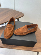 YSL 26S LOAFER IN BURNT ORANGE BROWN SUEDE