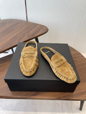 YSL 26S LOAFER MULES IN LIGHT BROWN SUEDE