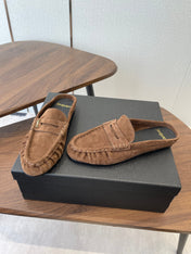 YSL 26S LOAFER MULES IN BROWN SUEDE