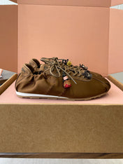 MIUMIU 26S SNEAKERS IN DARK BROWN PLUME SATIN