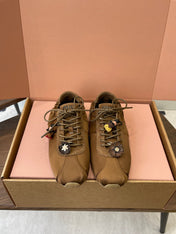 MIUMIU 26S SNEAKERS IN DARK BROWN PLUME SATIN