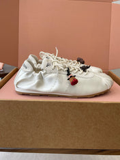 MIUMIU 26S SNEAKERS IN IVORY WHITE PLUME SATIN